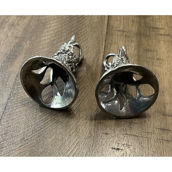 Seagull Canada Pewter Candlesticks Taper Candle Holder Etain Zinn Flower Floral - Picture 3 of 3